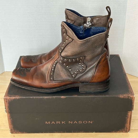 Mark Nason Rock Lives Studded Cross Dragon 'Griffin' Leather Boots/Size 7.5 - Picture 4 of 16